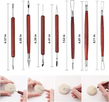 19Pcs Set Clay Ceramics Molding Tools Wood Knife Practical Sculpting Cutters for Polymer Tools Kit Carving Polymer Modeling C