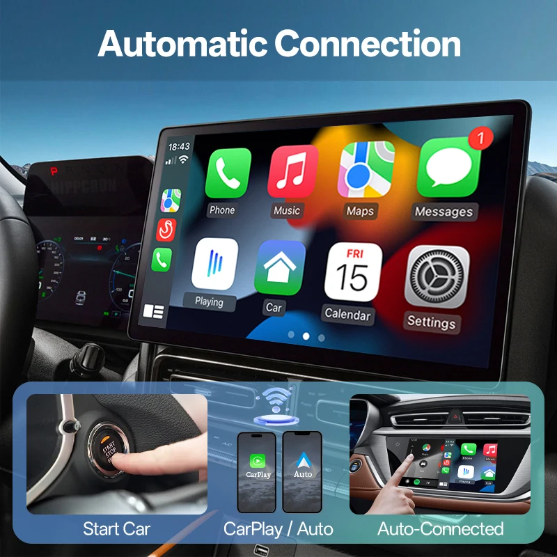 2in1 Wired to Wireless Carplay Adapter Android Auto Smart Dongle Plug Play For A