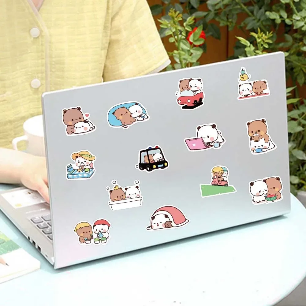 50pcs Bubu and Dudu Stickers Cute Bear Couple DIY Toy Doodles Decorative Graffiti Decal Phone Bottles Scrapbook Waterproof decorative stickers