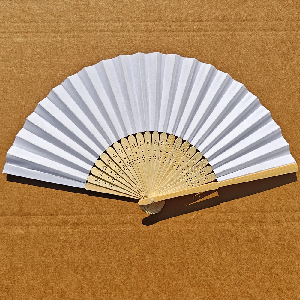 Personalized Engraved White Folding Elegant Silk Hand Fan with Gift bag Wedding &amp mariage abanicos para boda