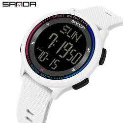 Men's Outdoor Sports Stopwatch Watch - Large Display, 50m Waterproof (White)