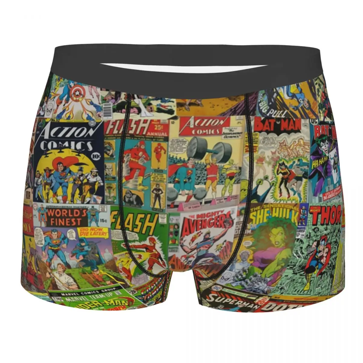 Male Cool Superhero Vintage Comic Book Pattern Underwear Boxer Briefs