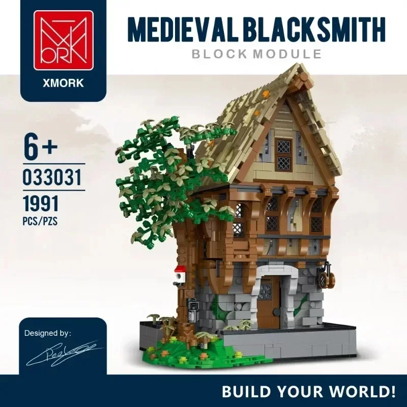 1991 Pz Medievale Fabbro Negozio Building Blocks City Street View Moc Modello Mattoni Set Con Ornamenti Desktop Leggeri Regali Per Bambini