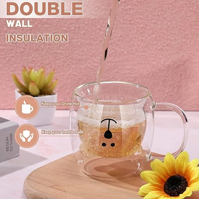 Double-layer Glass Cup Insulated Coffee Mug Bear Kitchen Accessories Table  And Desk Decoration Household Glasses With Handles - AliExpress