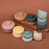 7pcs/set Baby Toy Building Blocks Silicone Stacking Blocks Round Shape Silicone Construction Toy Rubber Teethers Montessori Toy 5