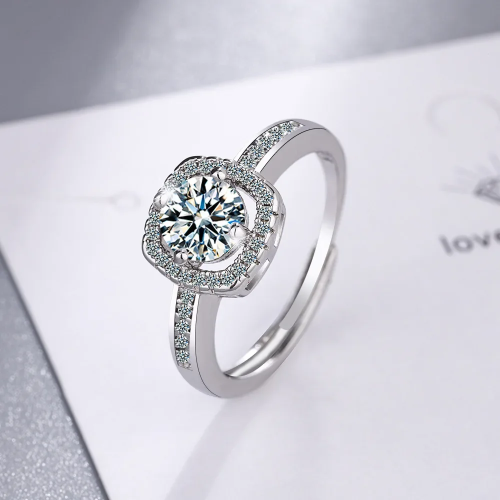 

Solid 925 Sterling Silver Moissanite Ring for Women Men Origin Anillos De Wedding Bands FL Cut Diamond Jewelry Gemstone Anel Box