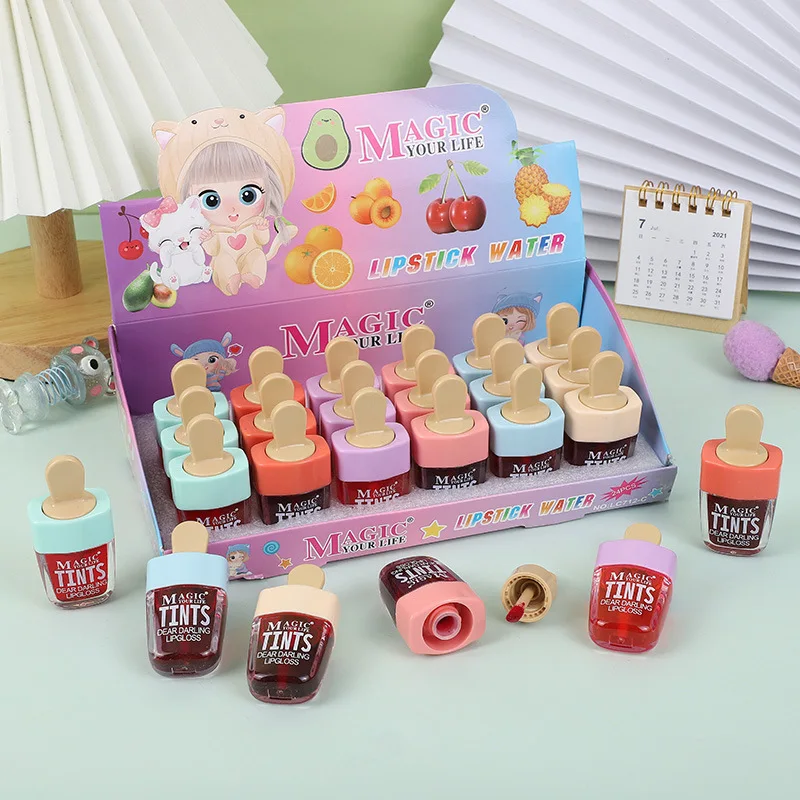 

24Pcs/box Ice Cream Lip Tint Liquid Lipstick make up set Lip Gloss Kit Wholesale Bulk Batom Lip Tatoo Cute korean lipstick