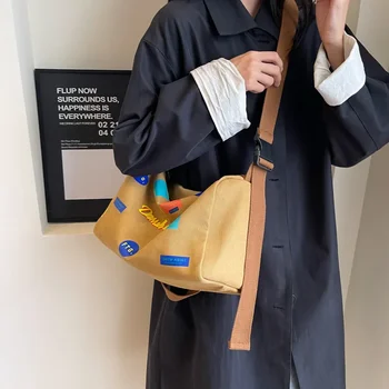 أعلى جودة سميكة قماش المرأة حقيبة موضة طباعة وسادة سعة كبيرة حقيبة كتف مفردة واسعة حزام واحد عبر الجسم أكياس 6