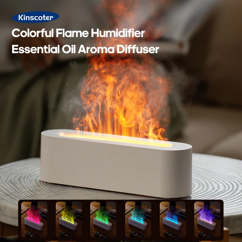 Simulated Flame Aromatherapy Diffuser USB Air Humidifier Desktop Purifier Supports Essential Oil Aroma Cool Mist Difusor 1