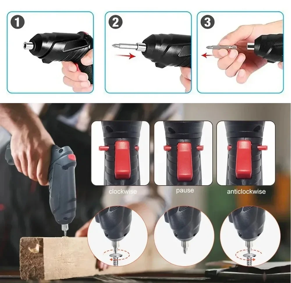 3.6V Powerful Impact Drill Screwdriver LED Lighting Electric Power Screwdriver Set Portable Mini Electric Power Tool electric power screwdriver