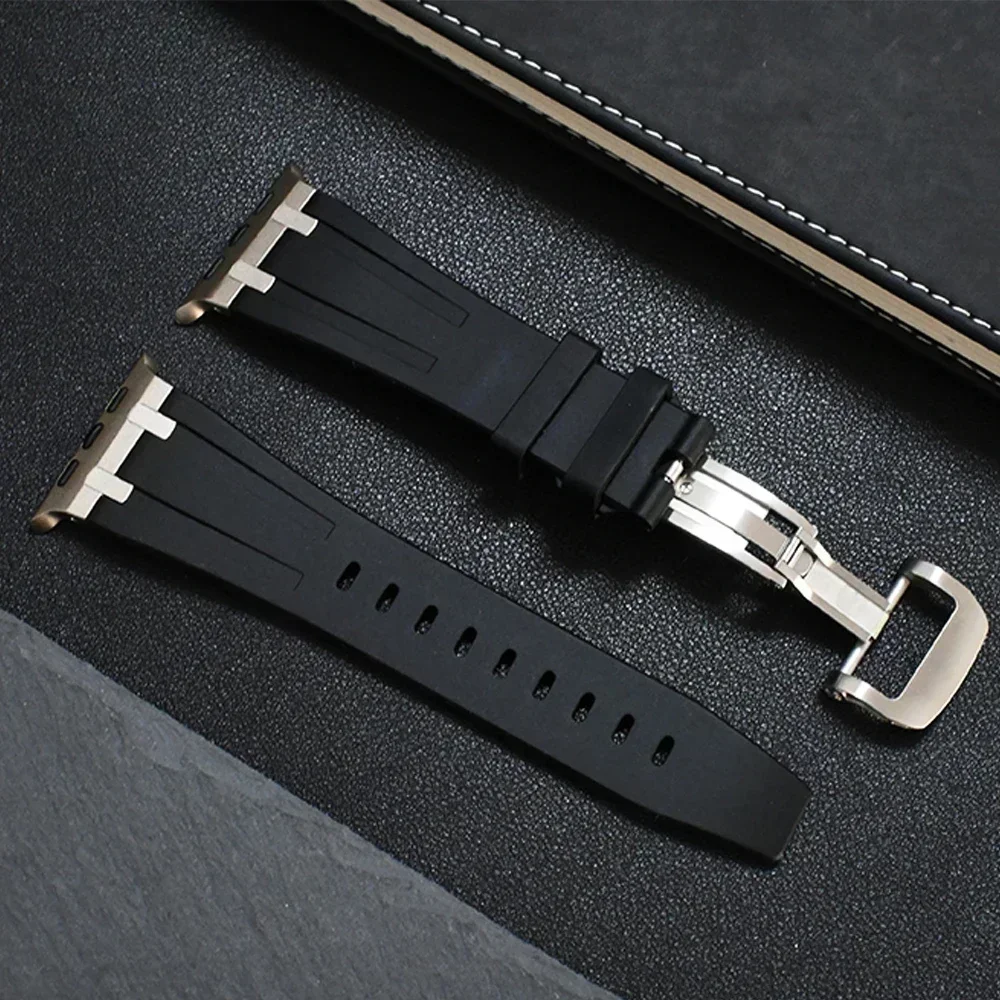 Titanium Color Band for Apple Watch Ultra 49mm series 9 45mm Silicone Watchband for iWatch ultra 2 8 7 se 5 4 6 42 44mm Bracelet