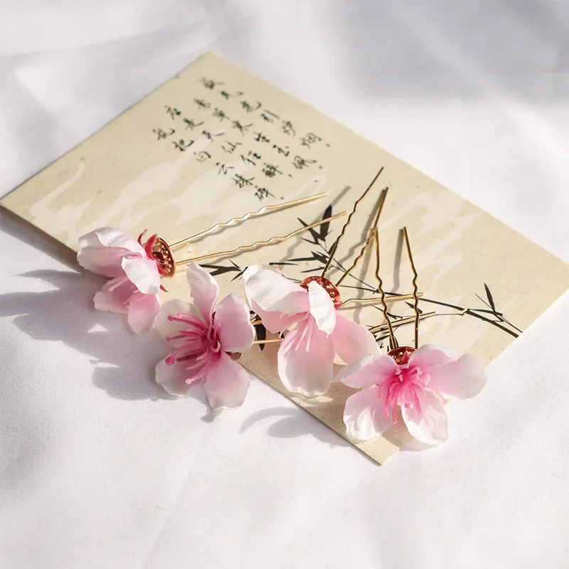 Pfirsichblüte Haarschmuck Haarspangen Hanfu Haarschmuck Blume Super Fee Seidenblume Kopfschmuck Antikes Zubehör