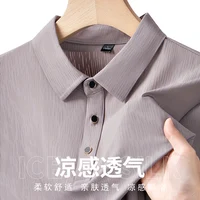Polo homme M-7XL 8XL 9XL Nouveauté été – Polo homme à manches courtes en soie glacée de haute qualité – Polo décontracté et professionnel pour homme A99 3