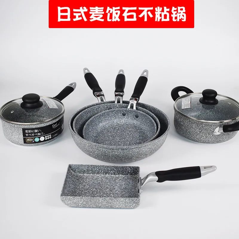 Langlebige Stein-Wokpfanne, antihaftbeschichteter Keramiktopf, Induktionsfritteuse, Steakkochen, Gasherd, Bratpfanne, Kochgeschirr, Werkzeug für Küchenset
