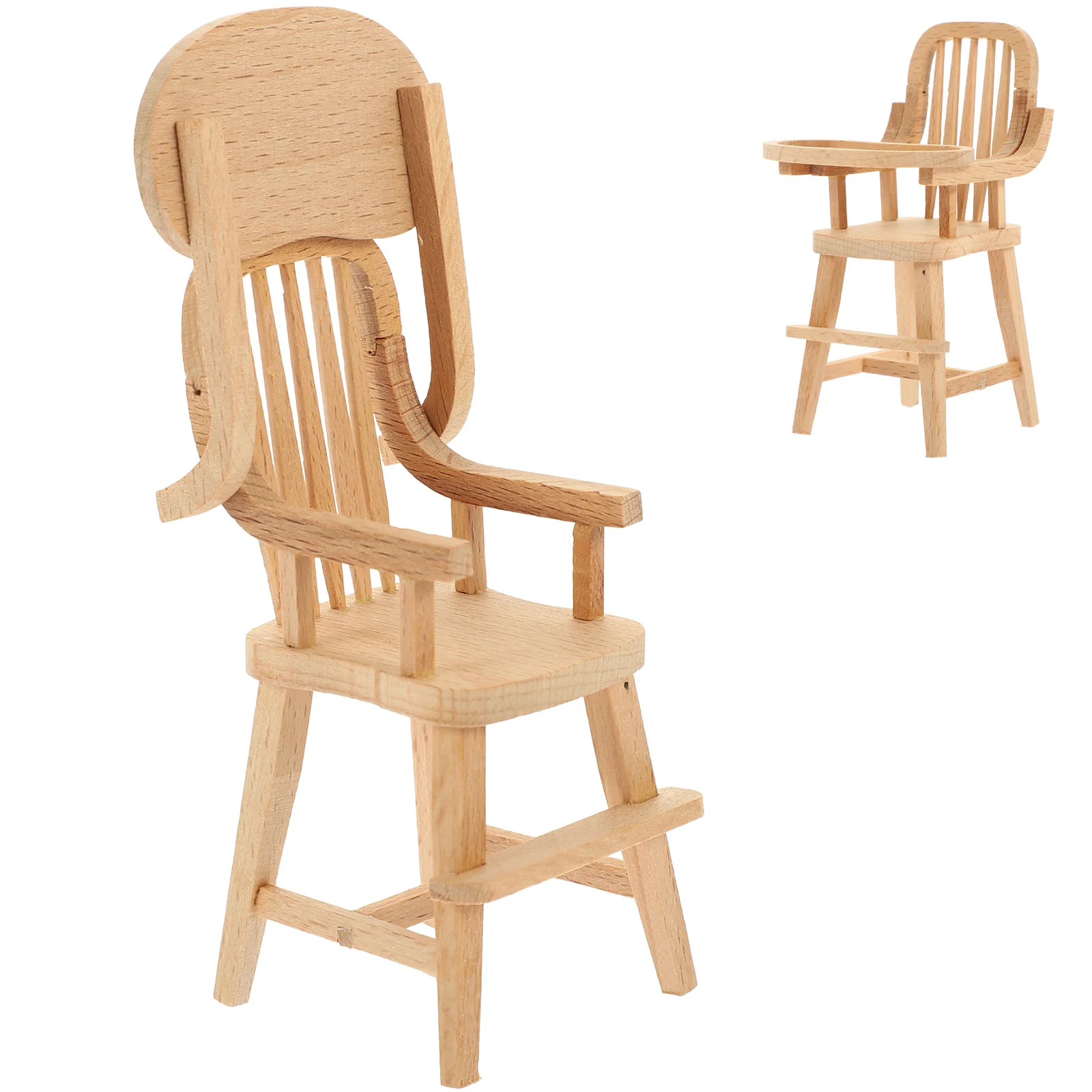 1:12 Dollhouse Wooden Miniature High Chair Doll Feeding Highchair Baby Dining Chair Furniture Model Play House Toys
