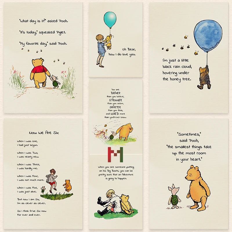 Classic Cartoon Bear Friendship Quotes Poster Stampe Su Tela Cartoon Minimalista Bear Wall Art Picture Home Living Room Decoration