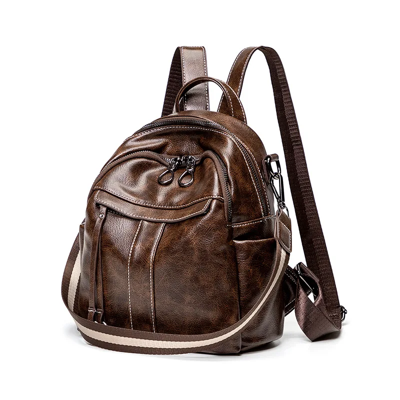 2023 New Women Leather Backpacks High Quality Female Vintage Backpack For Girls School Bag Travel Bagpack Ladies Back Pack
