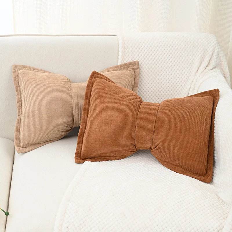 Rosa Schleifenkissen Aus Plüsch – Dekokissen 30 Cm Für Sofa & Bett