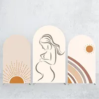 Baby Shower Arch Cover Backdrop Bottom with Zipper，Boho Pregnant Woman Rainbow Design，baby Shower Photograph Decoration Props 1
