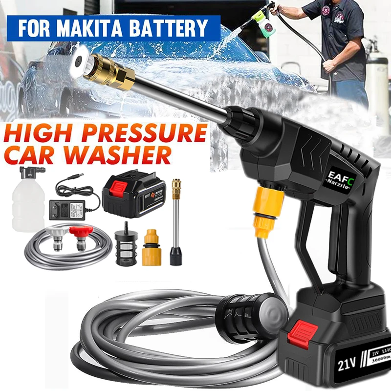 500w 50bar Wireless High Pressure Car Wash Washer Gun 20000mah Foam