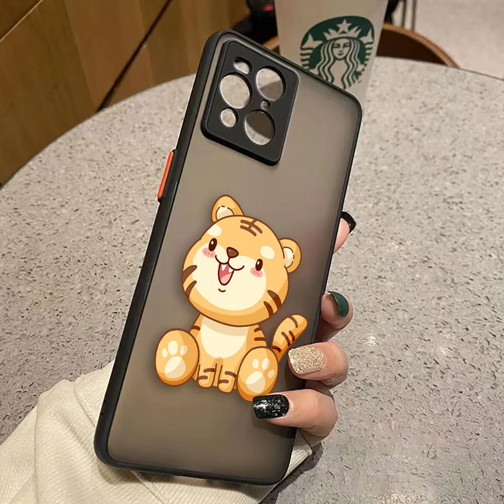 thumbnail image 1 of Funda de teléfono mate para OPPO Realme 10 9 9I 8 8I 7 7I 6 5 FIND X3 X4 PRO 4G 5G Funda Coque Capa Shell lindo pequeño tigre, 1 of 5