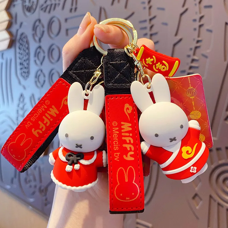 Kawaii Miffy Cartoon Anime Keychain Cute Miffy Rabbit Key Backpack Festival  Decorative Pendant Key Chain Originality Child Gifts - AliExpress