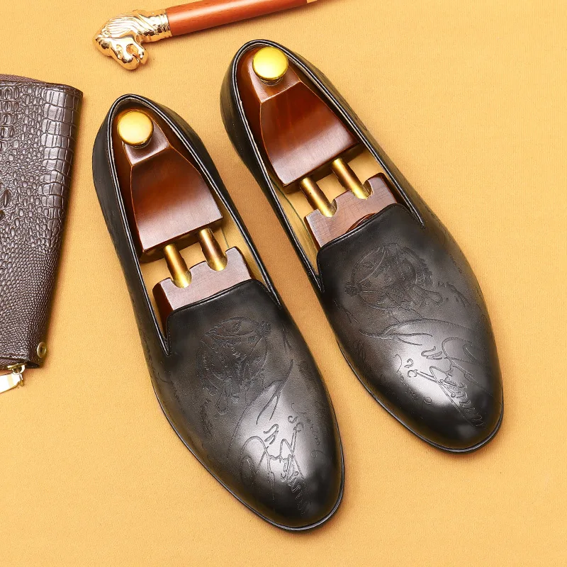 VogeLuxe | Men’s Leather Dress Slip-On Shoe with Decorative Strap