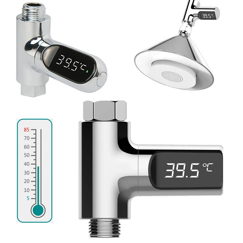 LED Display Shower Thermometer Fahrenheit Celsius Meter Showerhead  Temperature Gauge Self-Generating Water Temperature Monitor - AliExpress