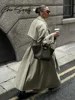 Casual Long Women Coat Urban Full Sleeve Double Breasted Belt Pocket Female Jacket 2024 Autumn Winter Elegant Lady Overcoat 2