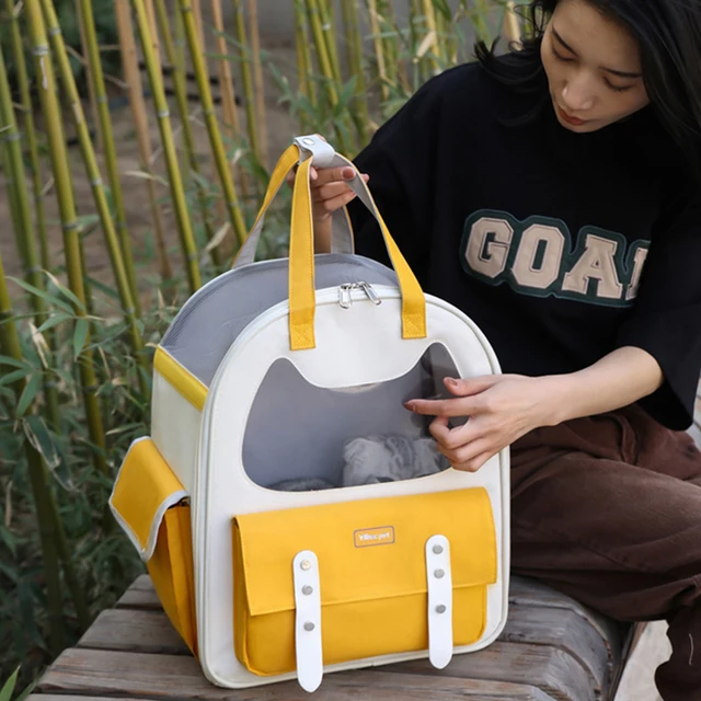 Cat Backpack Carrier Breathable Cat Carrier Large Space Bubble Pet Backpack for Kitty Small Dog Transparent Foldable Pet Carrier