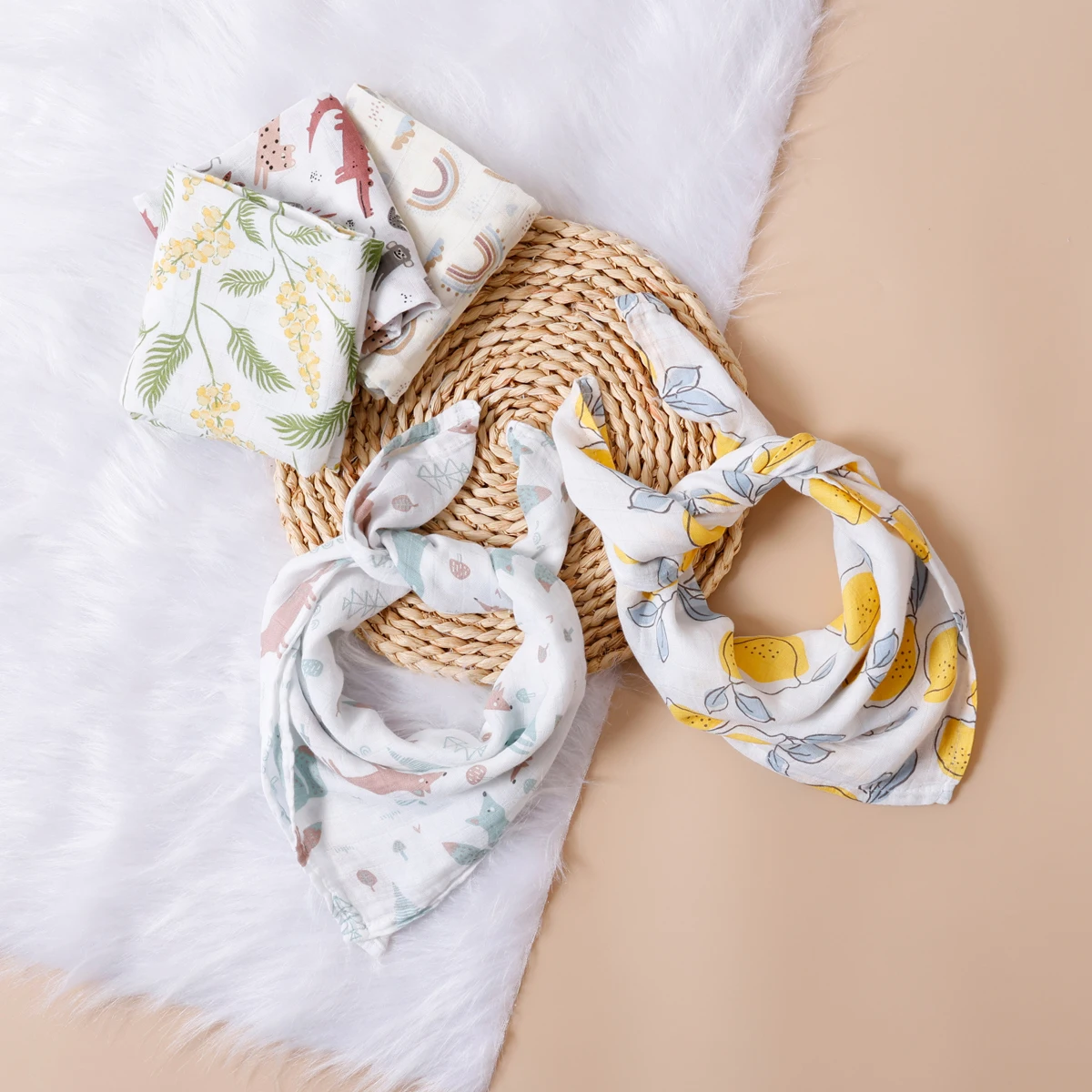 Baby Bib Cotton Bib Set Cotton Bib Security Blanket Kids Neckwear Kangobaby 5pcs Set Multifunctional Baby Muslin Bib Newborn Blanket Breathable Child Scarf 60x60cm