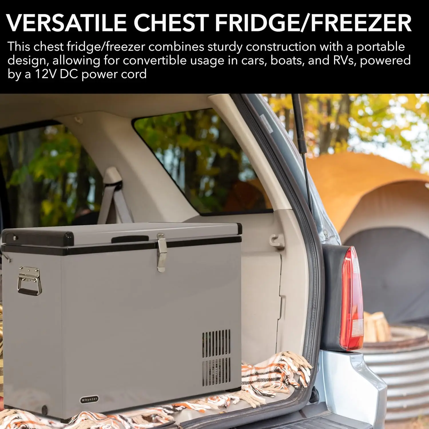 FM-65G 65 Quart Portable Refrigerator and Deep AC 110V/ DC 12V Real Chest Freezer for Car Home Camping and RV with 3