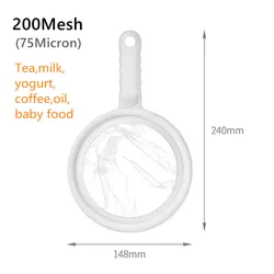 Premium Nylon Mesh Strainer - Versatile Kitchen Colander with Handle for Easy Food & Beverage Filtering (200mesh)