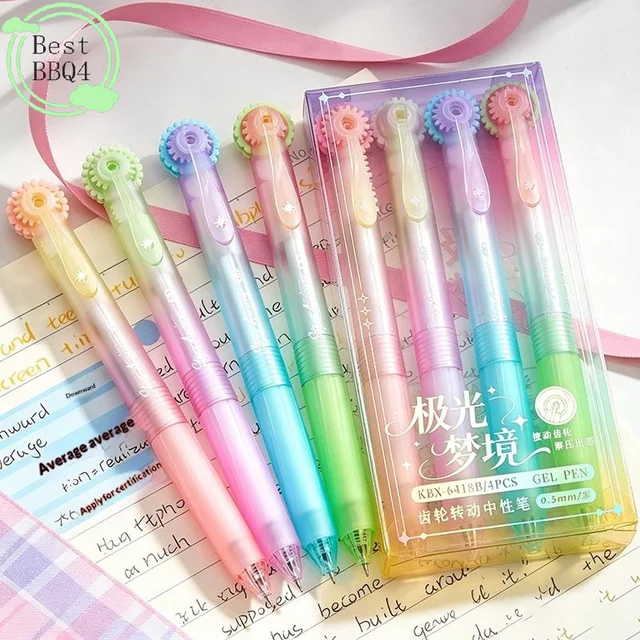 (BBQ4)Gear Pen Fidget Gel Pens, 0.5mm Black Ink Retractable Ballpoint Pens, Low Gravity Smooth Writing 1