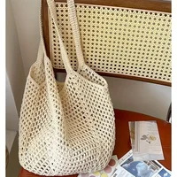 Sac tissé décontracté de grande capacité pour femme - Sac de plage ouvert avec bandoulière réglable, tissu respirant adapté aux vacances, au shopping et à l'usage quotidien, sac de plage 6