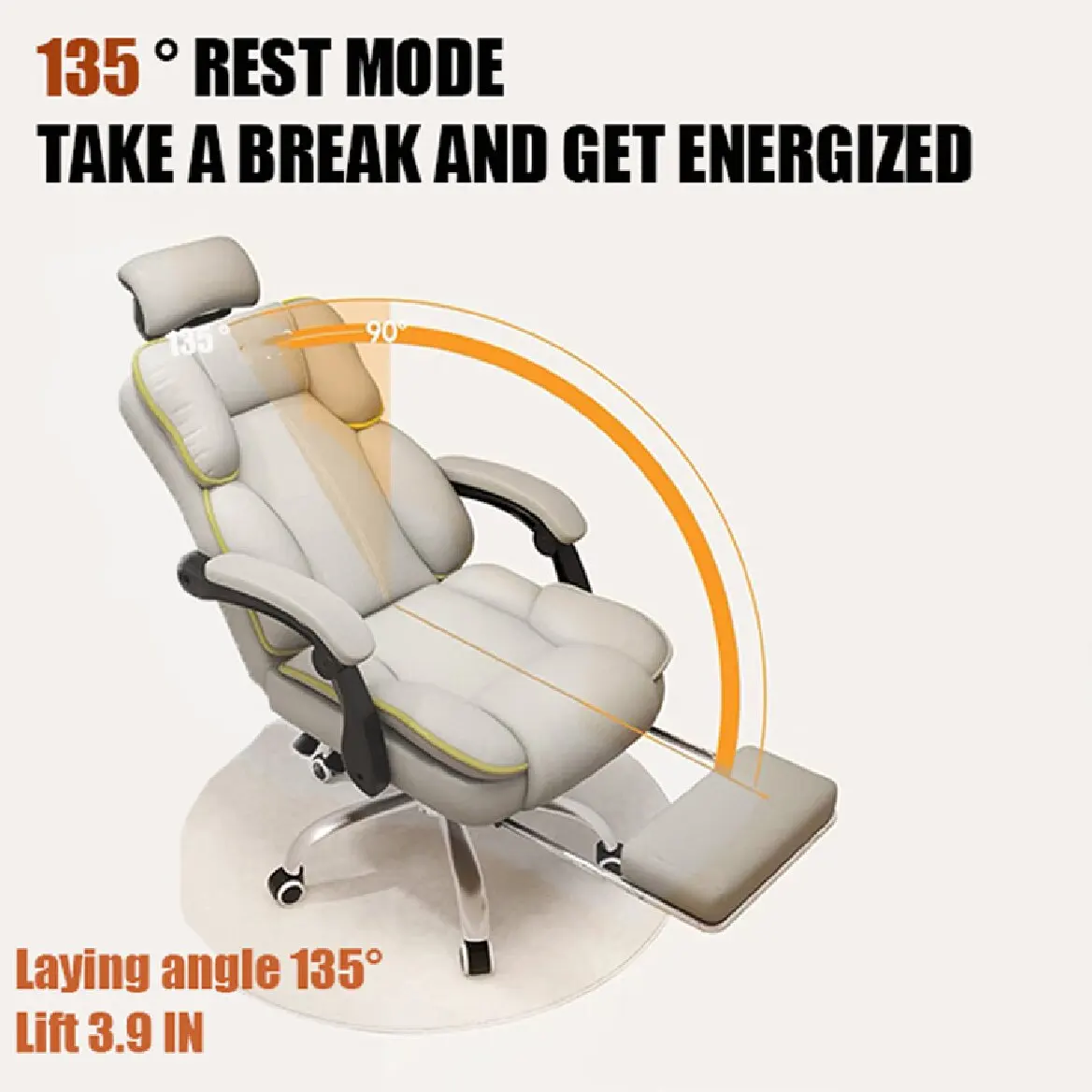 Executive Office Chair with Foot Rest High Back Office Chair Computer Gaming Chairs Big and Tall PU Leather Office Brown Compute 4