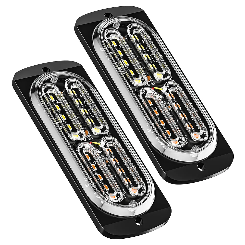 2 X Feux Stroboscopiques LED Ovales 6 Pouces Ambre - 24 LED, Imperméables, Certifiés DOT/SAE - Pour Camion, Remorque