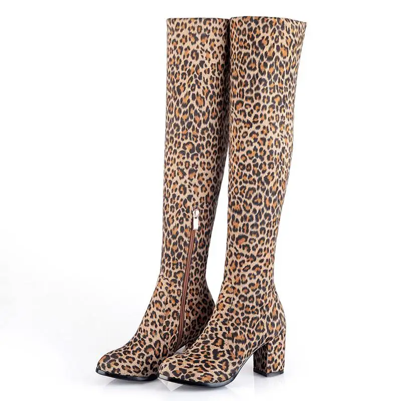 Orcha Lisa Faux Boots leopard Women Sexy long boots Over the knee