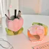 Tulip Flower Flower Makeup Brush Storage Bucket Pen Container Retro Flower Ceramic Tulip Pen Holder Ceramic Cute 5