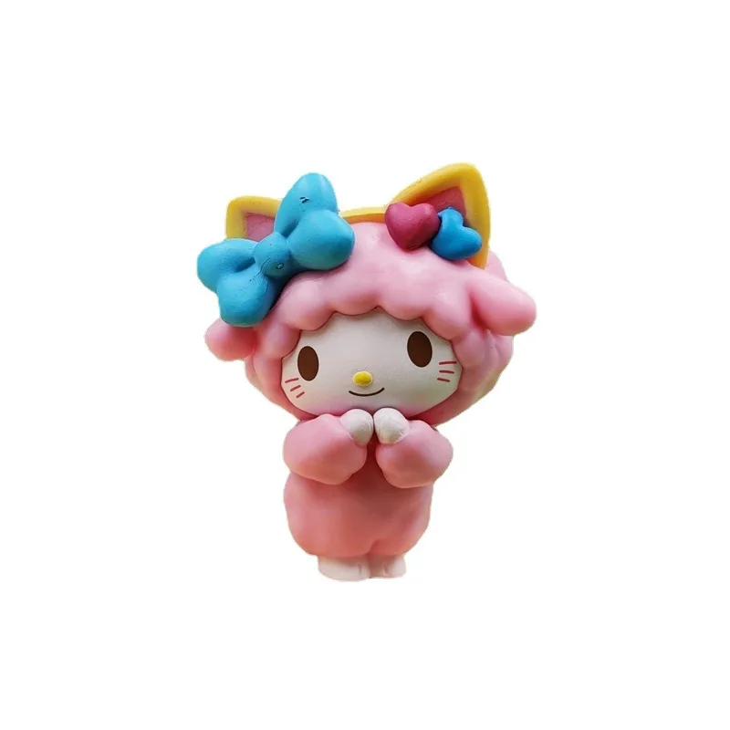 Kawai Anime Figure My Melody Kuromi Cosplay Zoo Series Sheep Doll KT Cat Pochacco DIY Birthday Cake Decor Gift Desktop Ornament