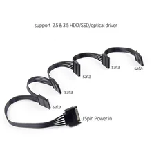 

4pin IDE 1 to 5 SATA 15Pin Hard Drive Power Supply Splitter Cable Cord for DIY PC Sever 4pin to 15pin Power 60Cm
