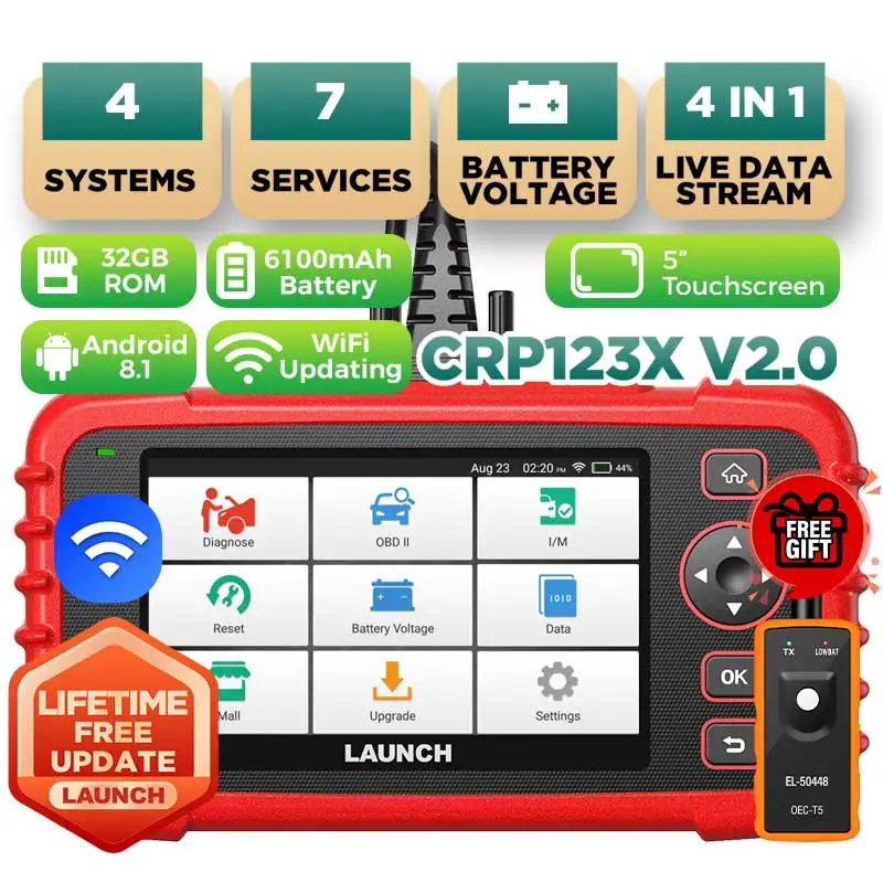 LAUNCH 123X V2.0 OBD2診断機 LAUNCH OBD2 Scanner CRP123X V2.0, 2025 Elite Lifetime Free