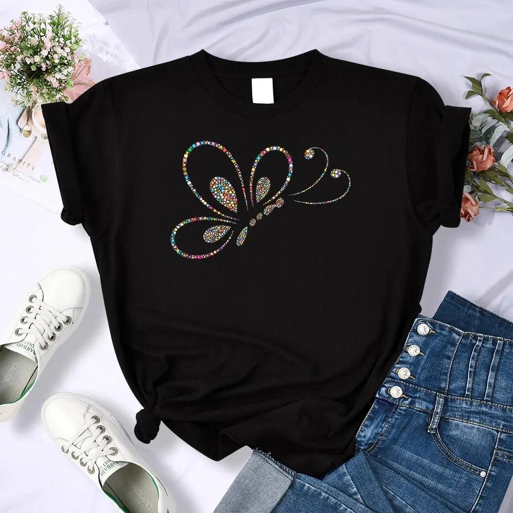 

Shiny Butterfly Print Women T Shirt Short Sleeve O Neck Loose Women Tshirt Ladies Tee Shirt Tops Clothes Camisetas Mujer