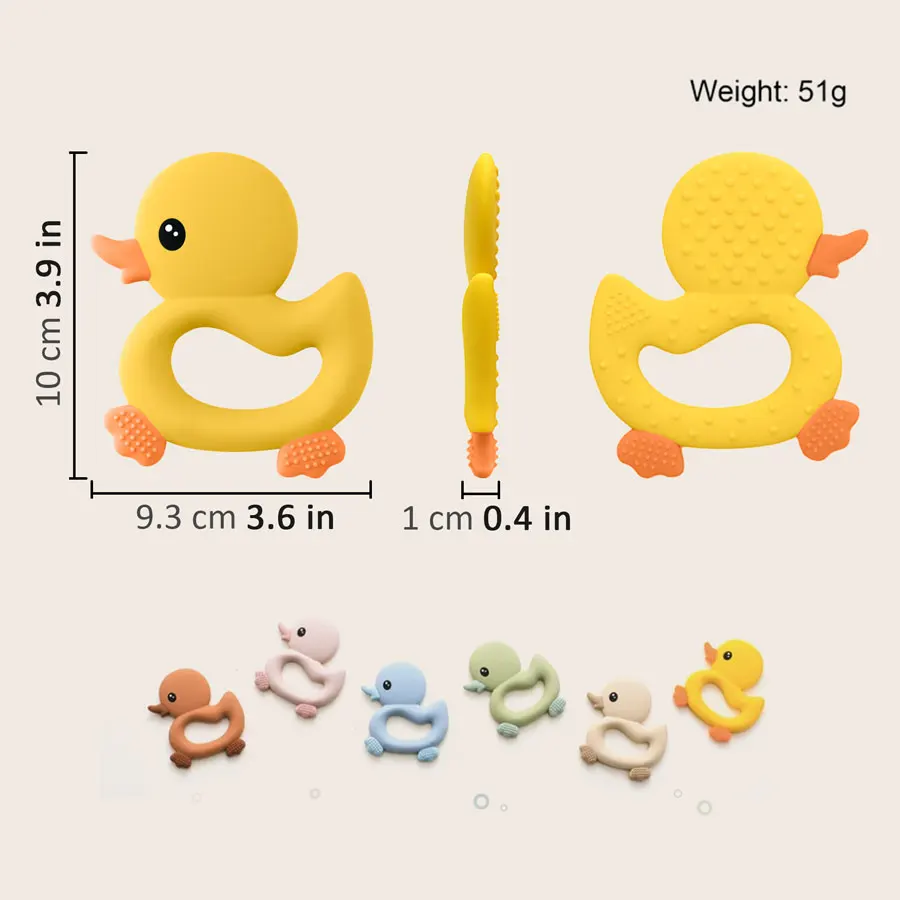1PCS Baby Teether Toys Cartoon Duck Silicone Teether For Baby BPA Free Teething Chewing Toys Soft Teether Baby Accessories 4