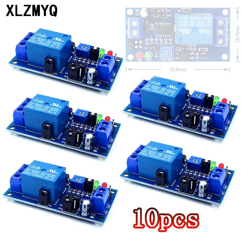 

10pcs DC 12V Time Relay Module Time Delay Relay Timing Timer Relay Control Switch Adjustable Potentiometer LED Indicator Relays