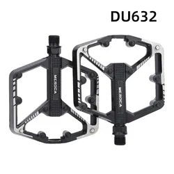 Alloy Platform Bicycle Pedals with Sealed DU Bearings and Nonslip Surface for Cycling (DU632 Black Pedal)
