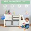 Toy Storage Organizer, Toy Shelf with with 2 Removable Toy Bins, 2 Pull-Out Drawers, Enclosed Cabinet, Kids Bookshelf 6