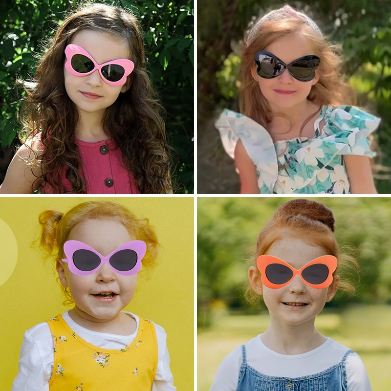 Kids Sunglasses Children Sunglasses New Children Simple Butterfly Shaped Cute Sunglasses UV400 Girls Boys Fashion Colors Protection Sunglasses Kids Sun Glasses