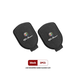 Premium Car Sun Visor Clip with Magnetic Sunglasses Bracket and Card Holder (ROMEO - C - black - 2PCS)