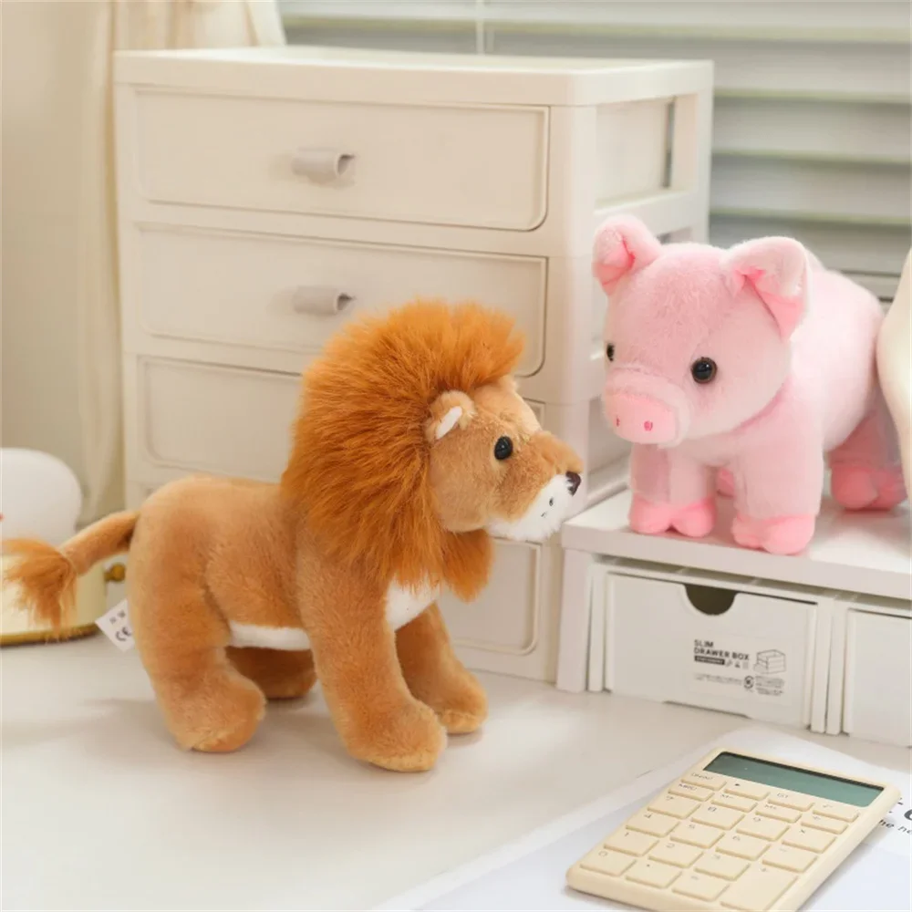 20cm Forest Standing Plush Toy Set - Cute Giraffe Lion Fox Tiger - Soft Stuffed Animals for Kids Baby Birthday Christmas Gift